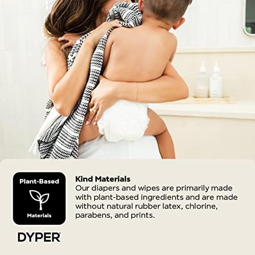 DYPER - Baby Diapers Hypoallergenic Cloth Alternative Day & Overnight Protection - Made with Plant-Based* & Honest Ingredients - Size 1 (36 Count)