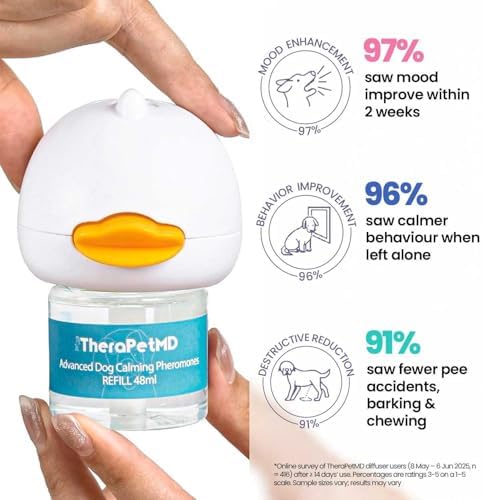 Therapet MD Dog Calming Diffuser - Pheromone Diffuser for Dogs Indoor Behavior Support, Anxiety Aid, 60 Day Long Lasting Refill Kit, Natural Formula