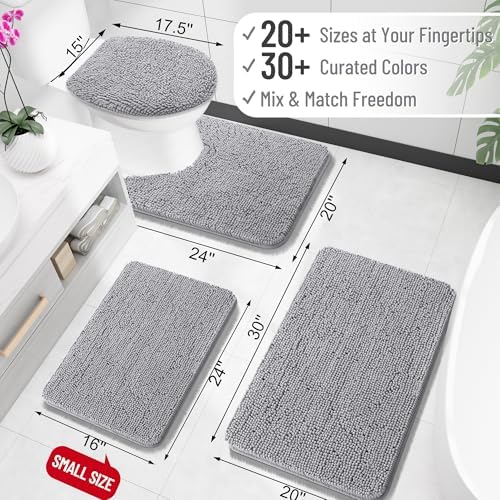 OLANLY Bathroom Rugs 36x24, Extra Soft Absorbent Chenille Bath Rugs, Rubber Backing Quick Dry, Machine Washable Bath Mats for Bathroom Floor, Tub and Shower, Home Decor Accessories, Grey