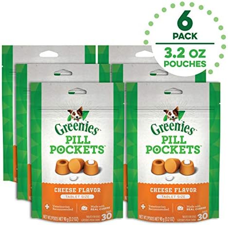 Greenies Pill Pockets for Dogs Small Size, Soft Dog Treats, Cheese Flavor, (6) 3.2 oz. Pouches (180 Treats Total)