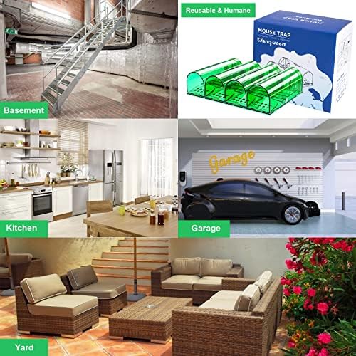4 Pcs Humane Mouse Traps No Kill, Live Mouse Trap, Reusable Mice Trap Catch for House & Outdoors