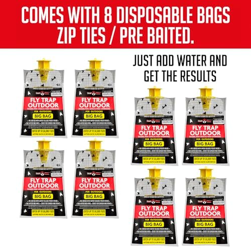 8 Pack Big Bag Fly Bag Trap - Fly Bags Outdoor Disposable Fly Trap Bag - Fly Trap Disposable Horse Fly Traps Outdoor - Fly Trap Bags Outdoor Net