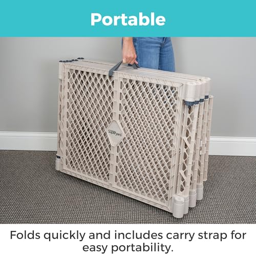 Toddleroo by North States - Superyard Baby Play Yard: Freestanding 8-Panel Baby Playpen - Indoor or Outdoor Use - Made in USA - Encloses Up to 34.4 Square Feet - 26 Inches Tall - Sand
