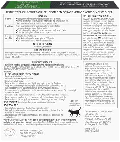 TevraPet Actispot II Flea Treatment for Large Cats 9+ lbs | 6 Doses | Powerful Prevention and Control
