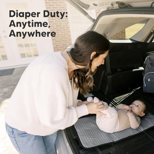 KeaBabies Portable Diaper Changing Pad, Easy Wipe Clean - Foldable Waterproof Baby Changing Mat for Diaper Bag, Compact, Lightweight, Baby Changer Travel Essential, Machine Washable (Black Geo)