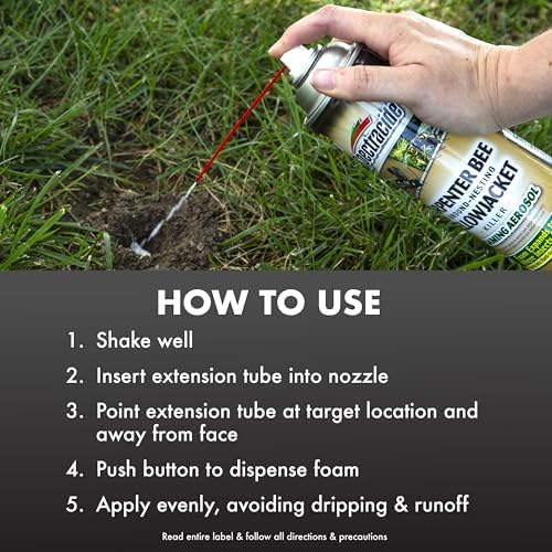 Spectracide Carpenter Bee And Ground-Nesting Yellowjacket Killer Foaming Aerosol 16 Ounce (Pack of 12), Expands To Where Insects Live