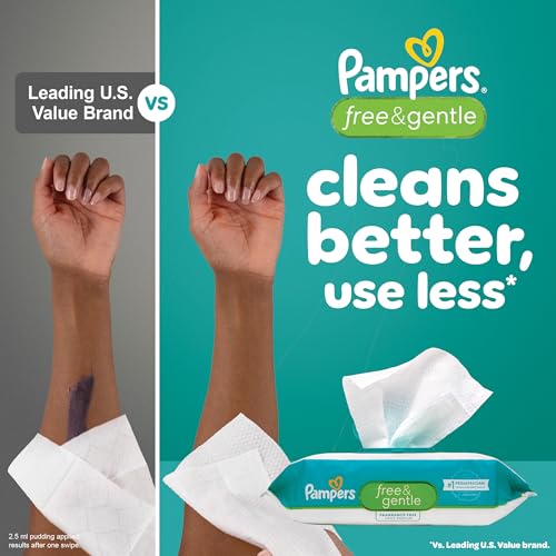 Pampers Baby Wipes, Free & Gentle, Hypoallergenic and Unscented Wipe, 100% Plant Based, Plastic-Free for Babies, 936 Total (12 Flip-Top Packs)