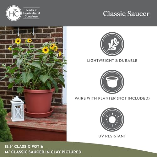 The HC Companies Flower Pot Saucers - Plastic Plant Saucer for Outdoors & Indoors - Traditional Design Plant Pot Trays for Water Drainage - Durable Round Plant Tray (Pack of 1, 21-inch Warm Gray)