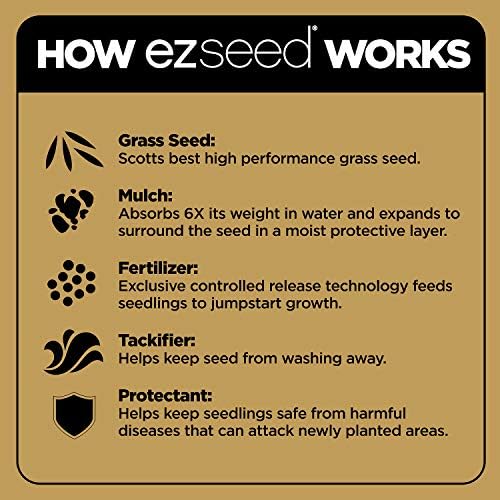 Scotts EZ Seed Patch & Repair Sun and Shade Mulch, Grass Seed, Fertilizer Combination for Bare Spots and Repair, 3.75 lb, Brown