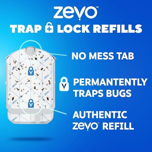 Zevo Flying Insect Trap Refill - for The Zevo MAX & Standard Indoor Fly Trap - Catch Gnats, House & Fruit Flies - Easy to Use - Mess-Free Disposal (4 Refill Cartridges)
