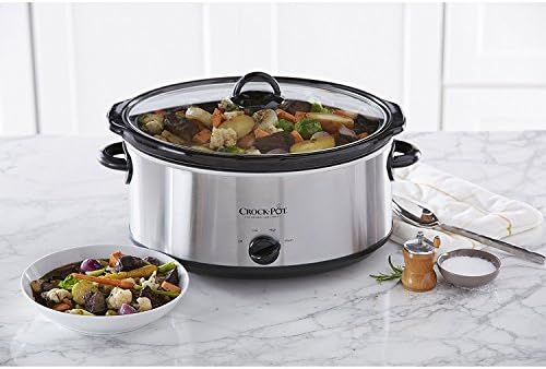 Crock-Pot 7 Quart Oval Manual Slow Cooker, Stainless Steel (SCV700-S-BR), Versatile Cookware for Large Families or Entertaining