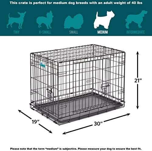 MidWest Homes for Pets Newly Enhanced Single & Double Door iCrate Dog Crate, Includes Leak-Proof Pan, Floor Protecting Feet, Divider Panel & New Patented Features