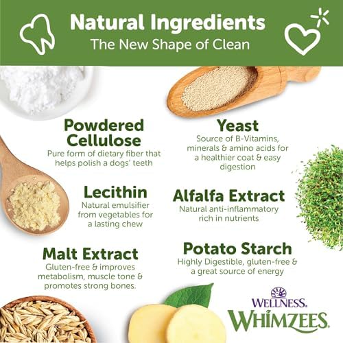 Whimzees Wellness Brushzees Dog Dental Treats, Natural Chews, Small Size Stick, (24 Count)