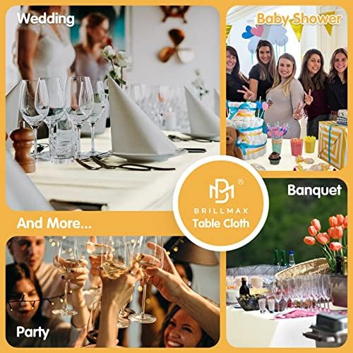 BRILLMAX 6 Pack Ivory Tablecloths for 6 Foot Rectangle Tables 60 x 102 Inch - 6ft Rectangular Bulk Linen Polyester Fabric Washable Cloth Cover for Wedding Reception Banquet Birthday Party
