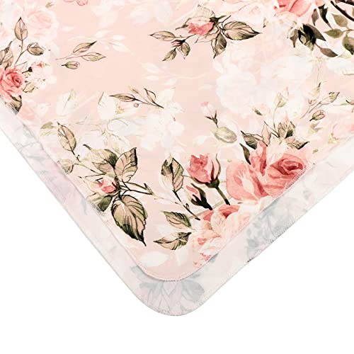 Galabloomer Receiving Blanket Headband Set Flower Print Baby Swaddle Blankets Vintage Rose