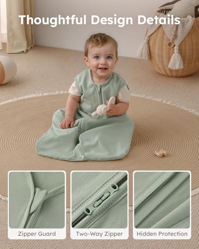 Yoofoss Baby Sleep Sack 0-6 Months Wearable Blanket for Babies 100% Organic Cotton 2-Way Zipper TOG 0.5 Toddler Sleeping Sack 3 Pack, Sleep Sacks