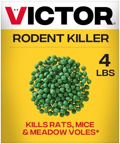 Victor Rat Poisoning for Inside & Outdoor Use - Kills Rats, Mice, Meadow Voles | Mouse Poisoning for Indoor & Outside Areas, Ready-to-Use, Yellow, M925, 4 lbs