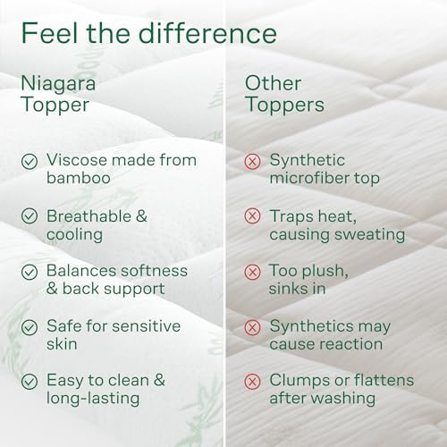 Ultra Soft Queen Size Mattress Topper - Viscose Made from Bamboo Pillow Top Mattress Pad for Back Pain Relief - Naturally Cooling for Hot Sleepers, Green