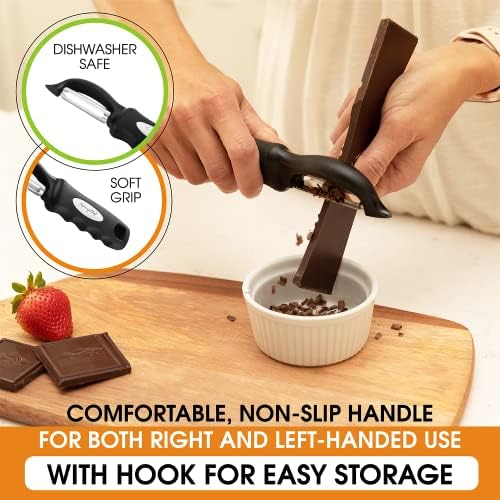 Spring Chef Premium Swivel Vegetable Peeler, Soft Grip Handle and Ultra Sharp Stainless Steel Blades - Perfect Kitchen Peeler For Veggie, Fruit, Potato, Carrot, Apple - Black - Set of 2