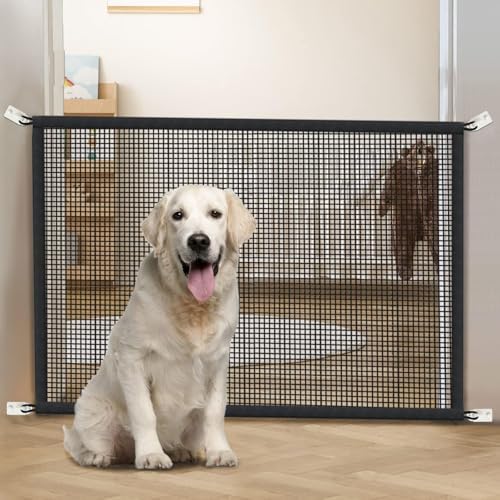 Dog Gate for Stairs Pet Gates for The House: Dogs Screen Mesh Gate for Doorways Stairways Indoor Safety 29 inches Tall, 38 inch Wide
