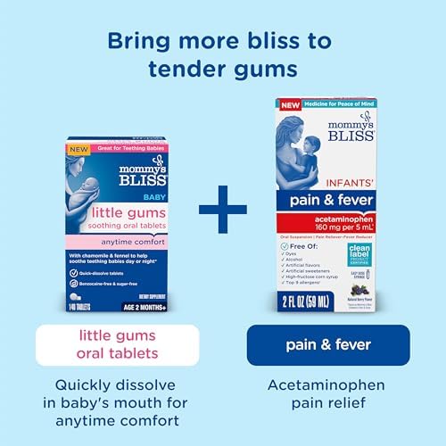 Mommy's Bliss Organic Little Gums Soothing Massage Gel Day and Night Combo, Great for Teething Babies, Age 2 Months+, Sugar Free, Mild & Sweet Flavor, 2 - 0.53 Oz Tubes (Pack of 1)