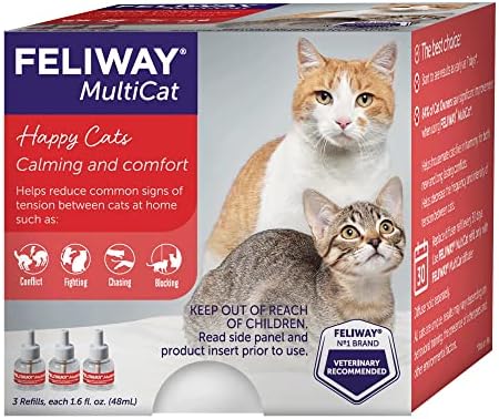 FELIWAY® MultiCat 3 x 30 Day Cat Calming Refills for Pheromone Diffuser, 3 x 48ml Value Pack- Helps Reduce Conflicts and Signs of Tension in Multi-Cat Households