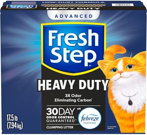 Fresh Step Clumping Cat Litter, Heavy Duty Advanced, Long Lasting 30-Day Odor Control with Odor Eliminating Carbon, 17.5 lb
