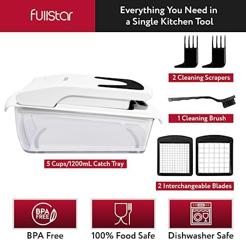 Fullstar The Original Pro Chopper - Vegetable Chopper and Spiralizer, Food Chopper with Container, Fruit Slicer, Kitchen Gadgets & Accessories, Home Essentials (2 in 1, White)