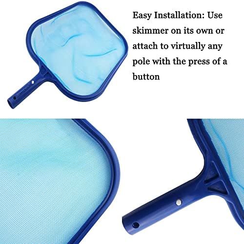 Sunnyglade Swimming Pool Cleaner Supplies/Professional Heavy Duty Pool Leaf Rake Fine Mesh Frame Net/Cleaning Leaf Skim Net (1, Blue)