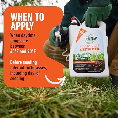 Roundup for Lawns Crabgrass Destroyer2, Tough Weed Killer, Kills Crabgrass, Foxtail, Goosegrass, Ready-to-Use, 64 oz.