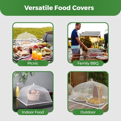 Simply Genius Large and Tall 17x17 Pop Up Mesh Food Covers - Umbrella Screen Tents for Outdoors, Parties, Picnics, BBQs - Reusable and Collapsible Food Tents (6 Pack)
