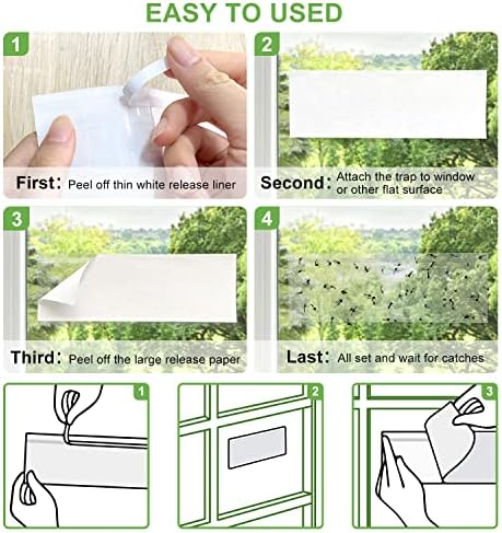 50 Pack Window Fly Trap, Fruit Fly Traps for Indoors, Fly Paper Sticky Strips, Fly Traps for Indoors Clear