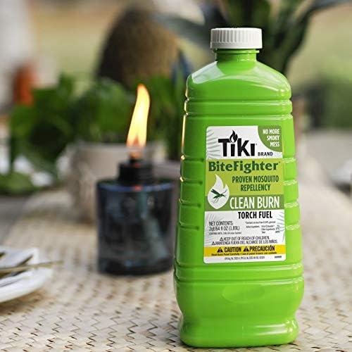 TIKI Clean Burn Mosquito Repellent Torch Fuel – 1/2 Gallon (64 oz.), Smokeless & Low-Soot Citronella, Mosquito Repellent, Plant-Based Formula for Outdoor, Patio, Garden & Backyard Torches