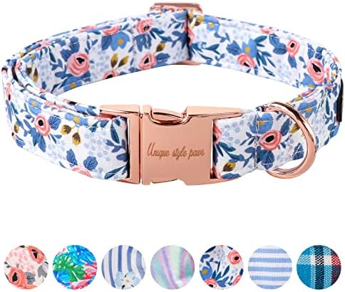 Unique style paws Dog Collar Metal Buckle Red Rose Collar Flower Gift Durable Cute Collar for Small Medium Large Boys Girls Dogs