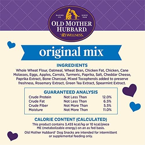 Old Mother Hubbard by Wellness Classic Original Mix Natural Dog Treats, Crunchy Oven-Baked Biscuits, Ideal for Training, Mini Size, 3.8 pound bag