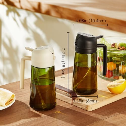 TrendPlain - Original 16oz/470ml Olive Oil Dispenser Bottle for Kitchen Gadgets and Air Fryer Accessories - Olive Oil Sprayer for Cooking w/Stickers - Black&Green