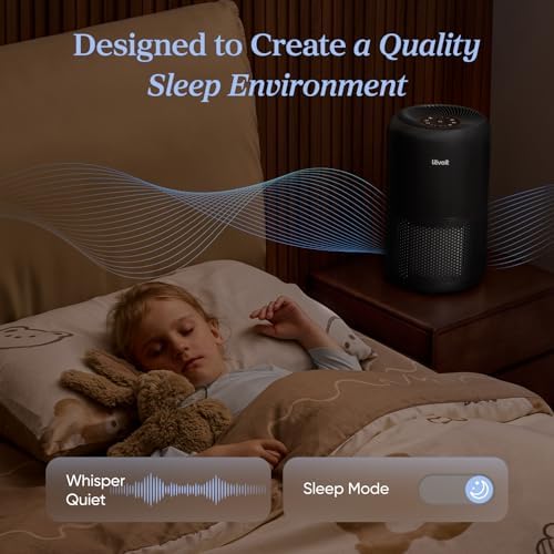 LEVOIT Air Purifier for Home Allergies Pet Hair in Bedroom, Covers Up to 1073 ft² by 56W High Torque Motor, AHAM VERIFIDE, 3-in-1 Filter with HEPA Sleep Mode, Remove Dust Smoke Odor, Core300-P, Black