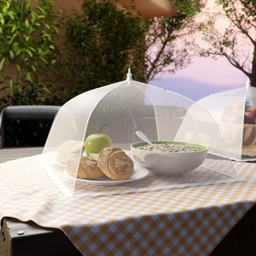 Simply Genius Large and Tall 17x17 Pop Up Mesh Food Covers - Umbrella Screen Tents for Outdoors, Parties, Picnics, BBQs - Reusable and Collapsible Food Tents (6 Pack)