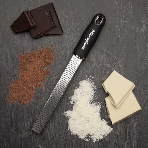 Microplane Premium Classic Series Zester 18/8, Black - Lemon Zester & Cheese Grater & Vegetable Grater - Citrus, Parmesan Cheese, Garlic, Ginger, Nutmeg, Chocolate - Stainless Steel Grater