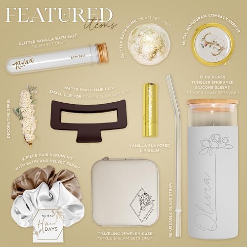 Bridesmaid Proposal Gift Set for Elegant Will You Be My Matron or Maid of Honor Gift Box, Personalized Asking Flower Girl or Junior Bridesmaid Bag with Cream Spa Party Favor Kit (BE1) (White, Glam)