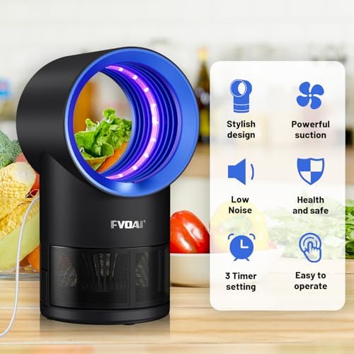 Fly Traps Indoor,Fruit Fly Trap for Indoors Mosquito Trap Indoor Insect Trap with Suction, Time Setting, Bug Light & 10 Pcs Sticky Glue Boards (Blue)