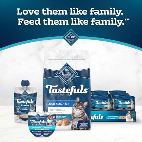 Blue Buffalo Tastefuls Wet Cat Food Paté Variety Pack, Made with Natural Ingredients, Chicken, Turkey & Chicken, Ocean Fish & Tuna Entrées, 5.5-oz Cans (24 Count, 8 of Each)