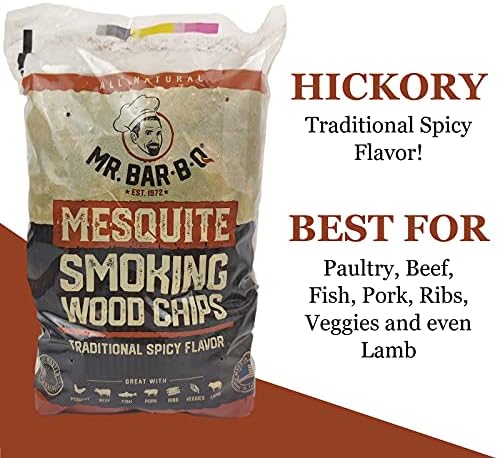 Wood Smoker Chips Bundle of 3 Flavors - Apple, Mesquite & Hickory Wood Chips by Mr. Bar-B-Q, Can be Used on Gas & Charcoal Grill, Variety of Flavors for Smokers, Grilling, BBQ, Camping(3 x 1.6 Lb Bag)