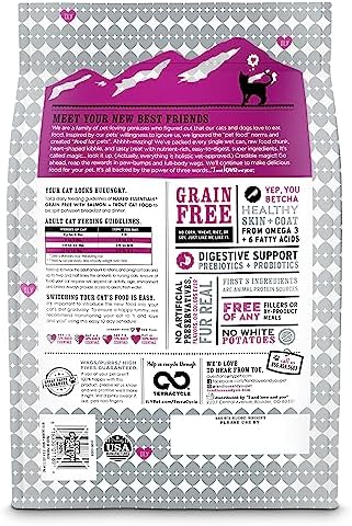 I and love and you Naked Essentials Dry Cat Food - Salmon + Trout - Grain Free, Real Meat, No Fillers, Prebiotics + Probiotics, 3.4lb Bag