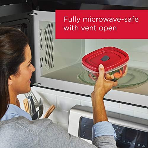 Rubbermaid 16-Piece BPA-Free Plastic Food Storage Set, Red Vented Lids - Microwave, Dishwasher Safe: Perfect for Meal Prep, Leftovers, and Kitchen Organization