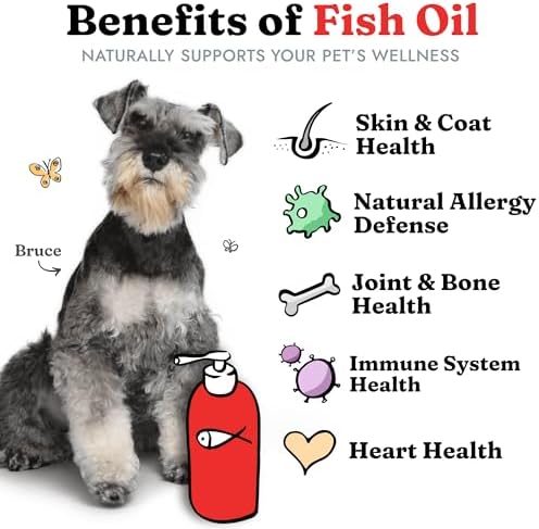 Fish Oil for Dogs - Healthy Skin & Coat, Salmon, Pollock, All Natural Supplement for Pets, Itching Scratching Allergy & Inflammation Defense, Omega 3 EPA DHA, Brain & Heart Health, 64 oz