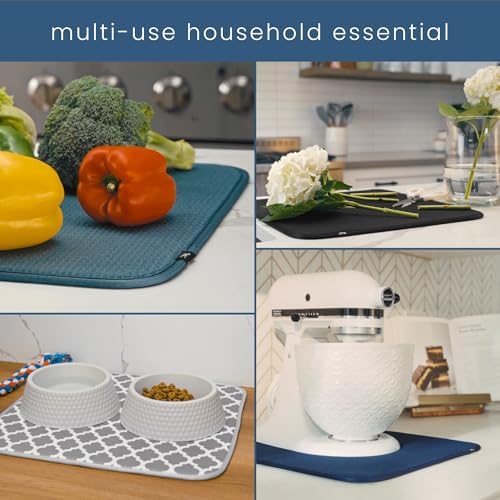 S&T INC. Dish Drying Mat XL, 18” x 24”, Absorbent Microfiber Kitchen Counter Mat, Dish Drying Pad for Dishes, Utensils, Pots and Pans, Extra Large, Charcoal