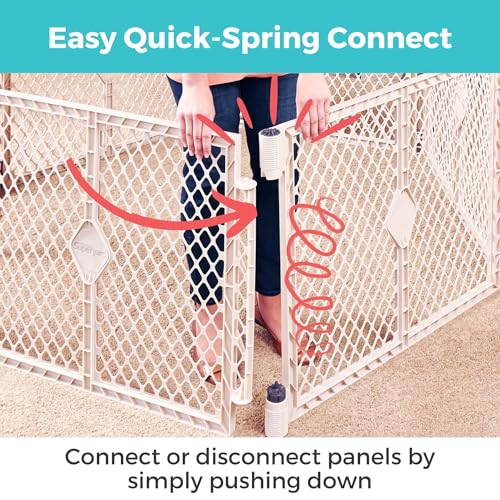 Toddleroo by North States - Superyard Baby Play Yard: Freestanding 8-Panel Baby Playpen - Indoor or Outdoor Use - Made in USA - Encloses Up to 34.4 Square Feet - 26 Inches Tall - Sand