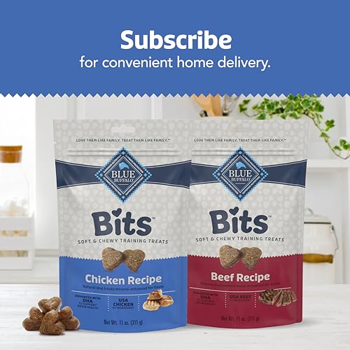 Blue Buffalo Bits Soft Dog Treats for Training, Made With Natural Ingredients & Enhanced with DHA, Chicken & Beef 19-oz Variety Pack, 2 ct