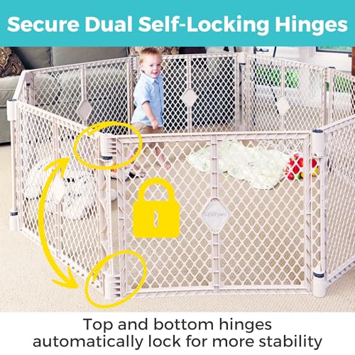Toddleroo by North States - Superyard Baby Play Yard: Freestanding 8-Panel Baby Playpen - Indoor or Outdoor Use - Made in USA - Encloses Up to 34.4 Square Feet - 26 Inches Tall - Sand